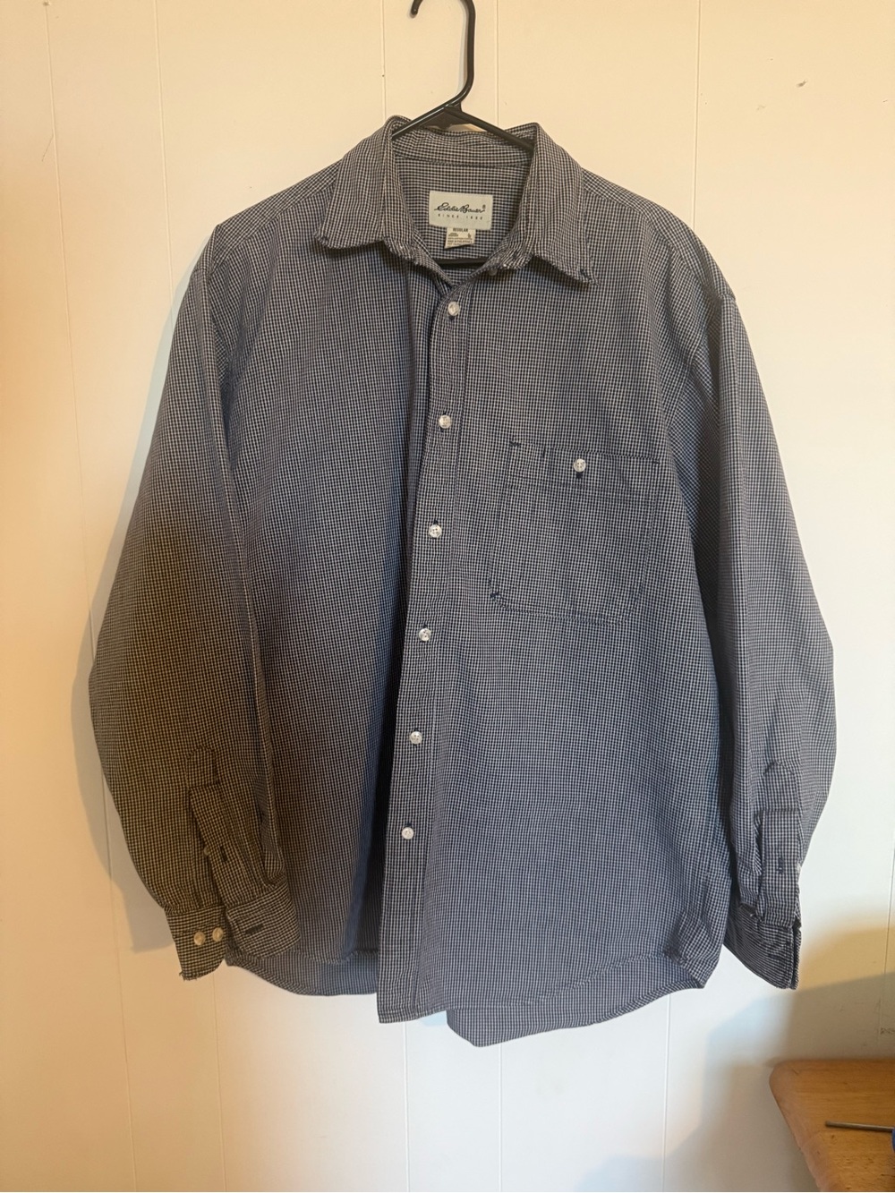 Eddie Bauer Blue Micro-Check Casual Button-Down Shirt